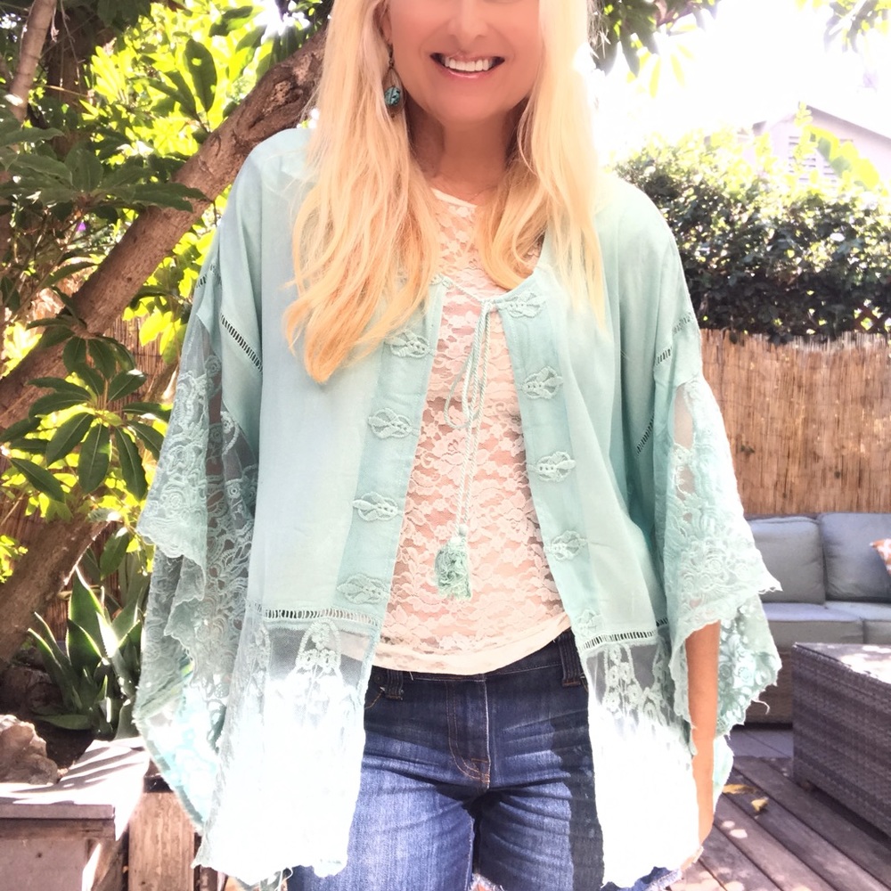 ☕️Beautiful Aqua Lace Cardigan